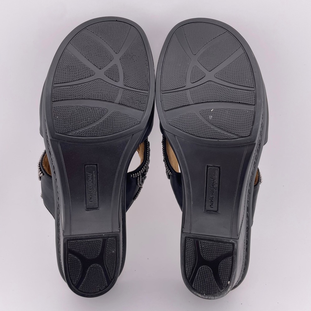 Natural Soul Women Black Wedge Sandals Embellished Size 10M‎ - Picture 8 of 8